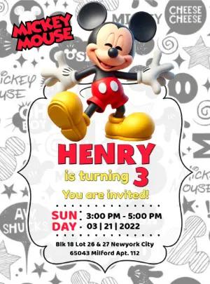 Mickey Mouse Birthday Party Invitation to Edit Online