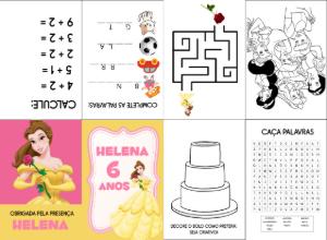 Livrinho de Atividades Princesa Bela para Editar e Imprimir