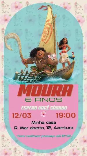Convite de Aniversário Moana Tropical para Editar