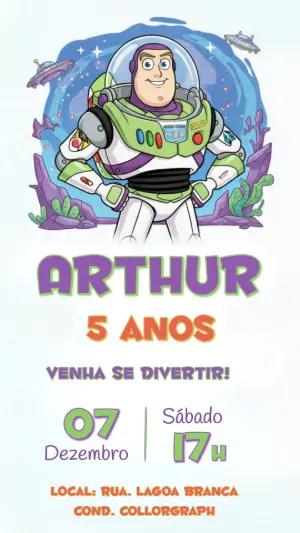 Convite de Aniversário Buzz Lightyear Espacial para Editar