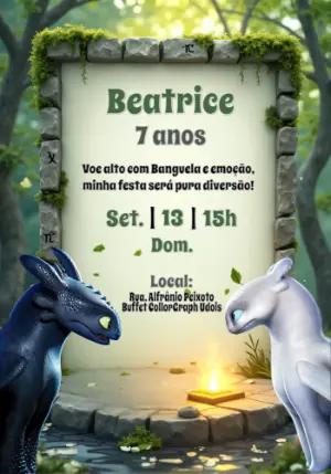 Convite Aniversário Como Treinar o Seu Dragão para Editar