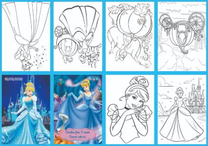 Livrinho de Colorir Cinderela para Aniversário Editável