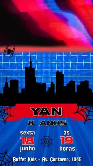 Convite Animado Aniversário Homem-Aranha para Editar Online