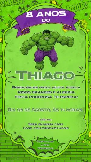 Convite Digital Hulk Estilo Quadrinhos Editável