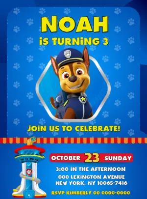 Paw Patrol Chase Birthday Invitation to Edit Online