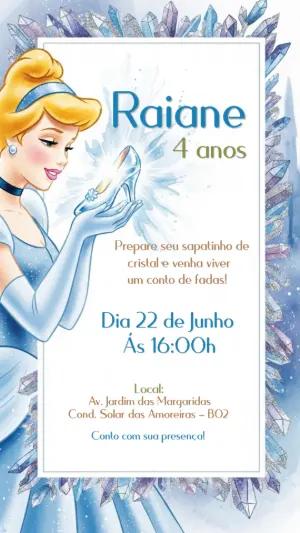 Convite de Aniversário Cinderela Princesa Editável Online