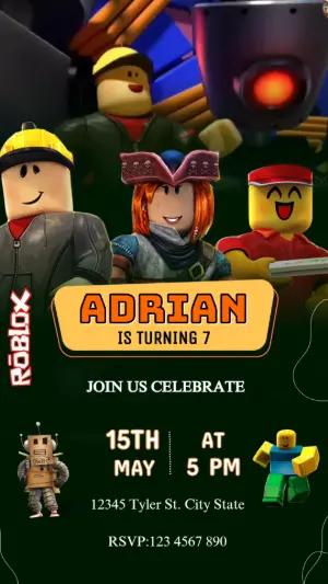Animated Roblox Birthday Video Invitation - Editable Template