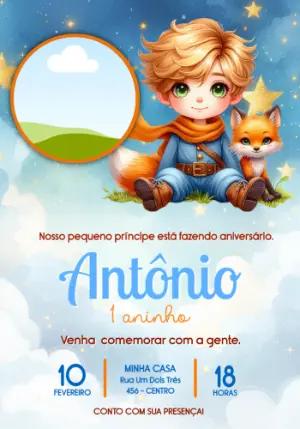 Convite Aniversário Pequeno Príncipe Aquarela Editável