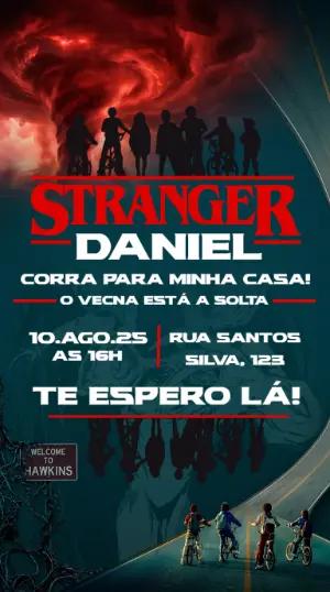 Convite Digital Stranger Things Misterioso para Editar
