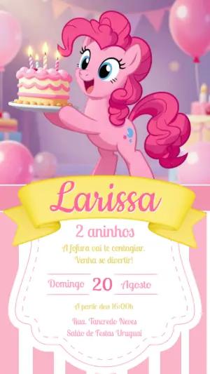 Convite de Aniversário My Little Pony Rosa Editável