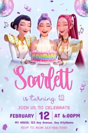 K-Pop Demon Hunter Birthday Invitation | Editable Digital Template