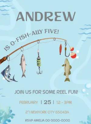 Editable Fishing Birthday Invitation for Kids | O-Fish-Ally Fun