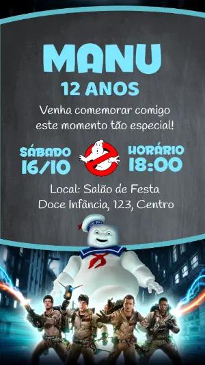 Convite de Aniversário Ghostbusters Caça Fantasmas para Editar