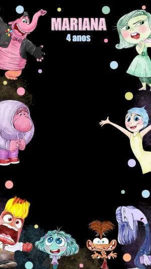 Moldura Aniversário Divertida Mente 2 com Personagens para Editar
