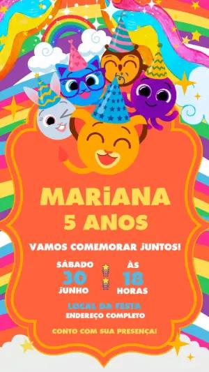 Convite Animado Bolofofos Aniversário para Editar Online