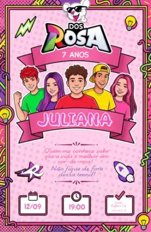 Convite de Aniversário Dos Rosa Digital para Editar