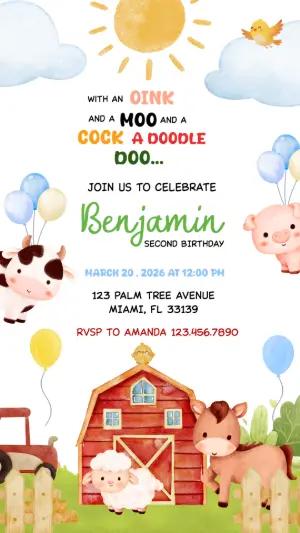 Editable Farm Animals Birthday Invitation Template