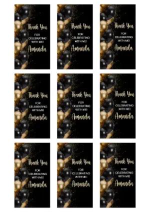 Elegant Black and Gold Thank You Tag Editable Template