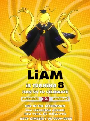 Assassination Classroom Birthday Invitation Editable Template