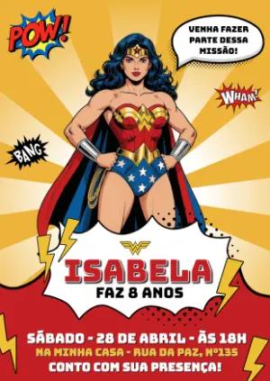 Convite de Aniversário Mulher Maravilha HQ para Editar