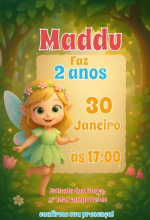 Convite Aniversário Fada no Jardim Encantado para Editar