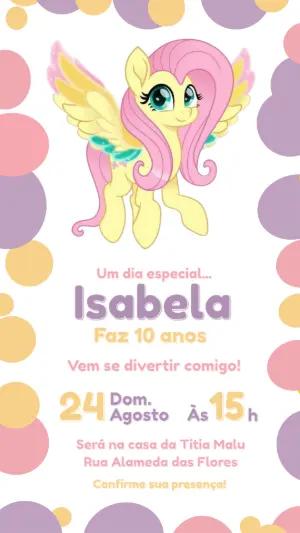 Convite Digital Aniversário My Little Pony Fluttershy Editável