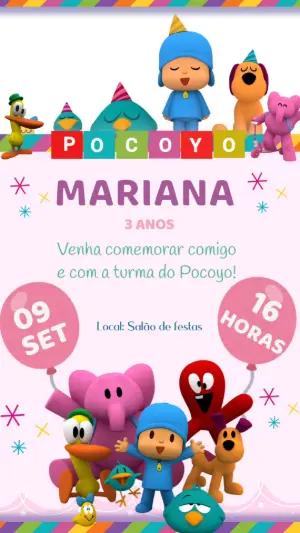 Convite Animado Aniversário Pocoyo para Editar Online