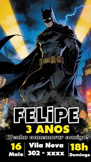 Convite de Aniversário Batman: Modelo Digital para Editar