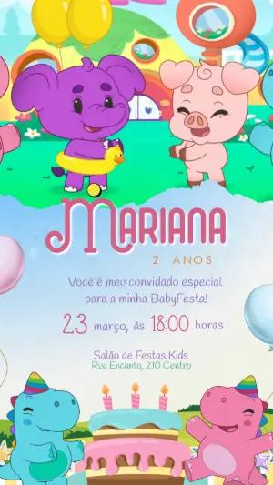 Convite Animado Aniversário Infantil TurmaTube para Editar