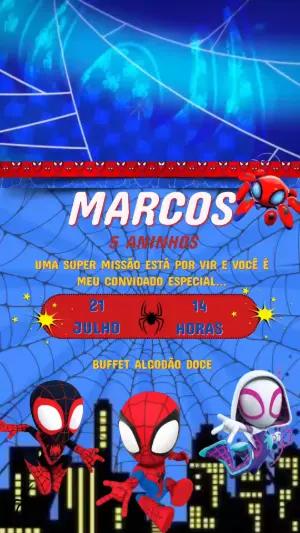 Convite Animado Aniversário Spidey e Seus Amigos Espetaculares para Editar