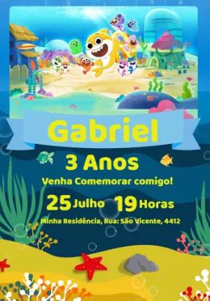 Convite de Aniversário Baby Shark para Editar Online