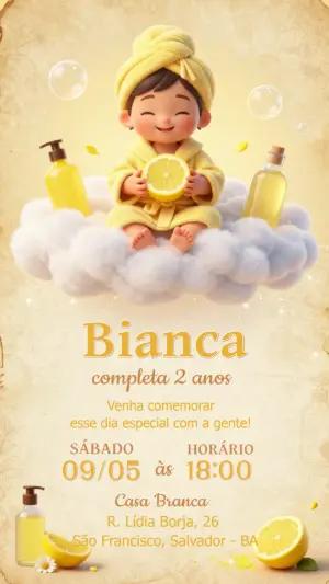 Convite de Aniversário Infantil Tema Spa Limão Editável