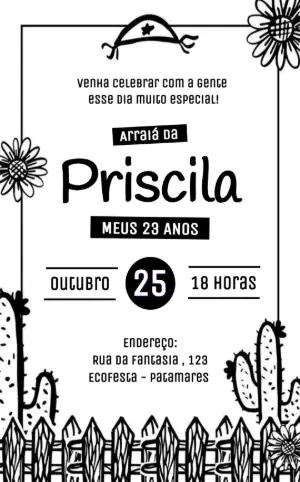 Convite Digital Aniversário Arraiá Cordel Editável