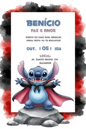 Convite Aniversário Stitch Vampiro para Editar Online