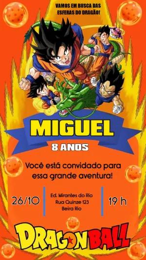 Convite de Aniversário Dragon Ball Z Editável para Festa Infantil