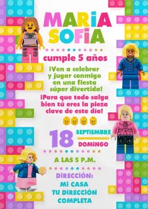 Invitación Editable de Cumpleaños con Bloques de Construcción