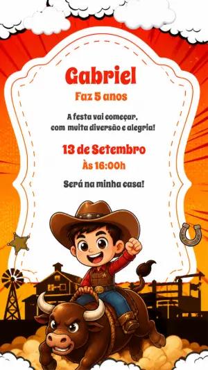 Convite de Aniversário Faroeste Cowboy para Editar