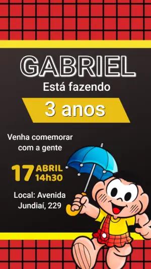 Convite Aniversário Cascão Turma da Mônica para Editar Online