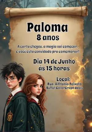 Convite de Aniversário Harry Potter com Magos para Editar Online