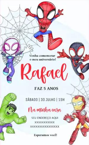 Convite de Aniversário Heróis Aquarela para Editar Online