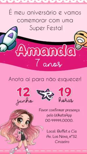 Convite de Aniversário Emily Vick para Editar e Enviar Online
