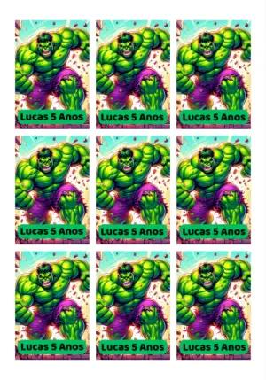 Tag de Aniversário Hulk para Editar e Imprimir