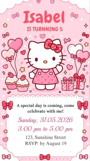 Editable Hello Kitty Birthday Invitation Template