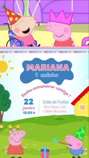 Vídeo Convite de Aniversário Peppa Pig para Editar Online