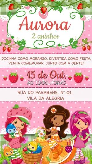 Convite de Aniversário Moranguinho Editável