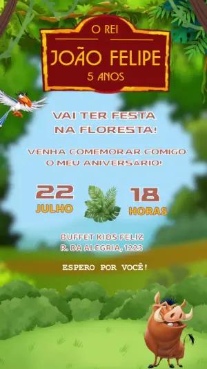 Vídeo Convite de Aniversário O Rei Leão para Editar e Enviar