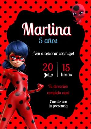 Invitación de Cumpleaños de Ladybug para Editar Online