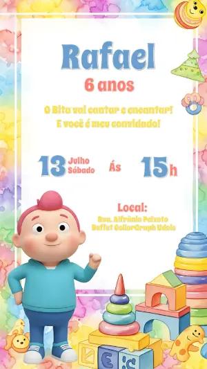 Convite de Aniversário Tema Brinquedos para Editar Online
