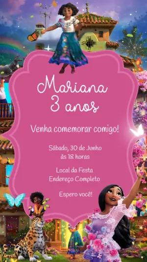 Convite Animado Aniversário Encanto Mirabel para Editar Online
