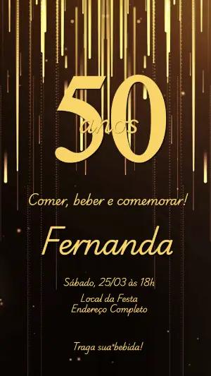 Convite Animado 50 Anos Dourado Elegante para Editar Online